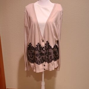 Elle Beige and Black Cardigan Sweater